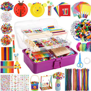 Kit de loisirs créatifs DIY pour enfants, best-seller, avec énorme pot de bâtonnets de coton et pompons, en plastique durable, pour la créativité, A-mazon - Product Image 1