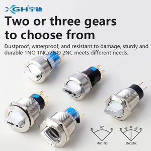 19mm 22mm Brass Rotating Button 2-3 Position Metal Switch, Maximum 10A Current Button Rotary Switch <strong>Knob</strong> - Product Image 4