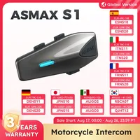 Intercomunicador para Motocicleta ASMAX S1 con GPS, Música, Comunicación para 8 Motociclistas, Micrófono FM y ENC, Control por Voz, Auriculares Impermeables IPX7