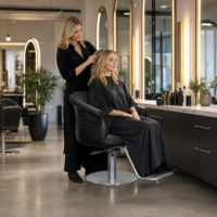 Moderner Klassischer Gesteppter Friseurstuhl mit Hochleistungs-Hydraulikpumpe, Professionelle Salon-Styling-Möbel, 360-Grad-Drehbar für Barbershops