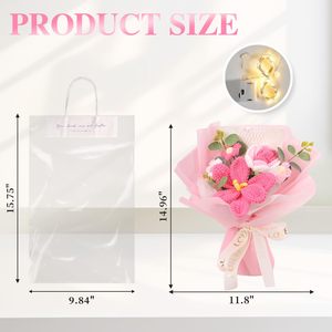 Bouquet di Fiori all'Uncinetto Fatto a Mano, Tulipani e Rose Sfumati Rosa, Decorazione per la Casa, Regalo di Laurea e Compleanno, Fiore Eterno - Product Image 2