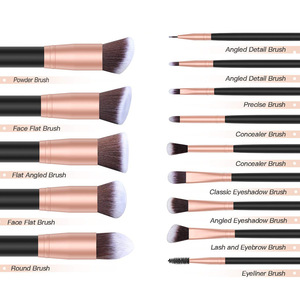 Brocha de maquillaje personalizada vegana <span class=keywords><strong>Kabuki</strong></span>, juego de brochas de maquillaje de etiqueta privada con pelo sintético, venta al por mayor, 14 uds, negro y plateado, alta - Product Image 2