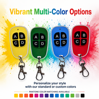 Control Remoto Inalámbrico RF de 4 Botones Multicolor 433mhz LED Personalizable para Puerta de Garaje, Barrera, Metálico, Uso Doméstico, 50m ASK