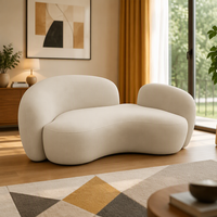 Canapé VONLIVA, design nordique moderne, unique et créatif, en bois courbé et flanelle, une place, pour salons, studios, salons de beauté