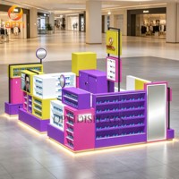 Kiosque de vente de lunettes colorées pour centre commercial, vitrine moderne pour lunettes de soleil, présentoir optique avec LED et miroir
