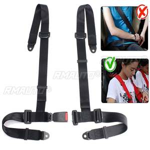 Ceinture de sécurité de course sportive à 3 ou 4 points de fixation, à dégagement rapide, en nylon, pour voiture, noir et rouge - Product Image 2