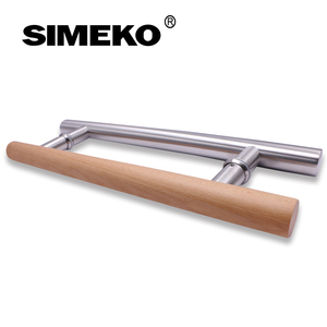 Venta directa del fabricante de nueva manija de puerta de vidrio de madera y acero inoxidable - Product Image 6