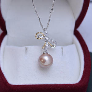 Collier en argent S925 avec perle de style barre horizontale, perle d'eau douce de 10-11 mm, lumière blanche intense, défauts discrets, pour femme - Product Image 4