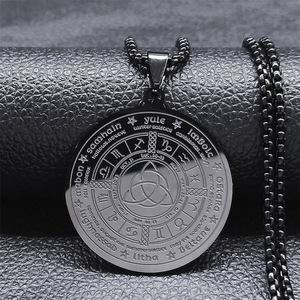 Faith Based Witchcraft Astrology Religious Stainless Steel Divination <strong>Irish</strong> Men Male Round Pendants Fashion <strong>Jewelry</strong> Necklaces - Product Image 3