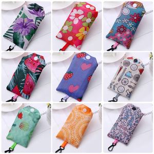 Custom Printing Eco-friendly Reusable 190T Polyester Folding <b>Foldable</b> Travel Tote <b>Bags</b> With Pouch - Product Image 1