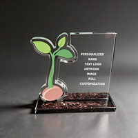 Neelpure 186267 Plaque personnalisée en cristal avec motif de plante germinante, image d'art personnalisée, pour la reconnaissance des jeunes talents