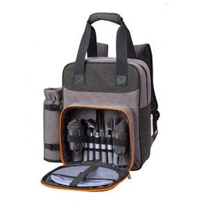 Sac à dos isotherme réutilisable pour pique-nique, 2 personnes, en polyester, avec compartiment réfrigérant, bandoulière réglable, <span class=keywords><strong>porte</strong></span>-vin, poignées de transport, pour aliments - Product Image 1