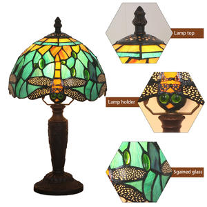 Lámpara de Mesa Estilo Europeo Americano Tiffany con Libélula, Retro, Personalizada, para Mesita de Noche, Sala de Estar, Bar, Lámparas de Mesa de Calidad - Product Image 2