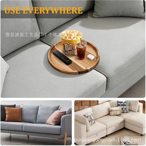 Bandeja de Madera para Sofá, Soporte para Aperitivos y Postres, Control Remoto, Portavasos, Estante Central para Sala de Estar, Estante de Escritorio de Una Sola Capa - Product Image 4