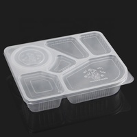 Boîte à lunch jetable à 6 compartiments en PP, transparente, de qualité alimentaire, pour plats à emporter