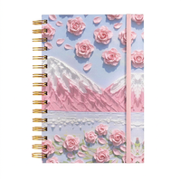 Nouveau carnet A5 2025 personnalisé, série fleurs peintes à l'huile, couverture en cuir, reliure spirale détachable, fournitures de bureau et scolaires