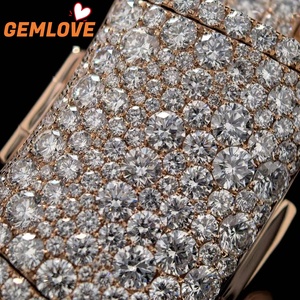 GEMLOVE Men's Rose Gold 14K Solid Gold Diamond <b>Statement</b> <b>Necklace</b> Round Brilliant Cut Channel Setting Luxury Jewelry - Product Image 2