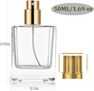 Paquete de 2 Botellas de Perfume Cuadradas de Vidrio Recargables de 50 ml/1.7 oz, <span class=keywords><strong>Atomizador</strong></span> de Viaje Vacío para Mujeres y Hombres - Product Image 2