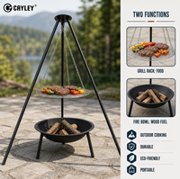 Ensemble barbecue extérieur CAYLEY, support de grillade suspendu avec foyer pour le camping, les pique-niques et la cuisine