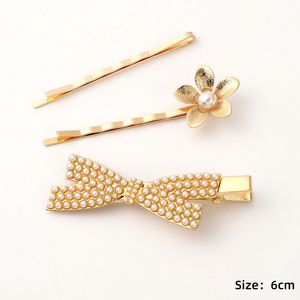 Korean Style Alloy Hair <b>Clips</b> With Pearl <b>Bow</b> And Flower Design Side <b>Clip</b> For Daily Use Made In China - Product Image 3