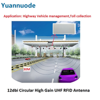 Antenne RFID UHF longue portée Yuannuode 1-35m, 12dBi, polarisation circulaire, gestion des véhicules sur autoroute, protocole ISO 18000-6C