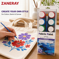 Peinture textile douce facile à appliquer en 12 couleurs pour vêtements, à appliquer au pinceau, fournitures artistiques emballées dans un sac en tissu pour l'art sur chaussettes et les projets d'artisanat