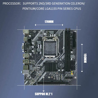 Carte Mère Ordinateur OEM Combo 3e Génération LGA1155 pour PC Gaming, Carte Principale de Bureau LGA 1155 Dual Channel DDR3 avec Chipset H61