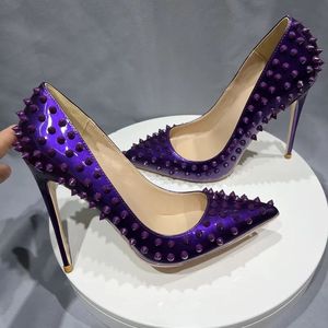Custom Your Own Logo 12CM/10CM/8CM Quality 2024 <b>Shoes</b> Special Designs Studded Heels for Women - Product Image 3