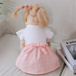 Vestido para Mascotas, Diseño a Cuadros Rosa, Manga con Volantes, Falda Tipo Tulipán, Cómodo y Agradable para la Piel, para las Cuatro Estaciones - Product Image 3