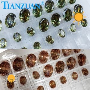 <span class=keywords><strong>Pietra</strong></span> Sciolta Ovale 7x9 8x10 in Diasporo Turco Gibbsite <span class=keywords><strong>Zultanite</strong></span> Verde-Giallo Cangiante Zirconia Cubica - Product Image 3