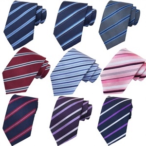 Cravate décontractée respirante à rayures en jacquard, en polyester écologique, anti-humidité, pour mariages d'été HADDON&BURLEY - Product Image 2