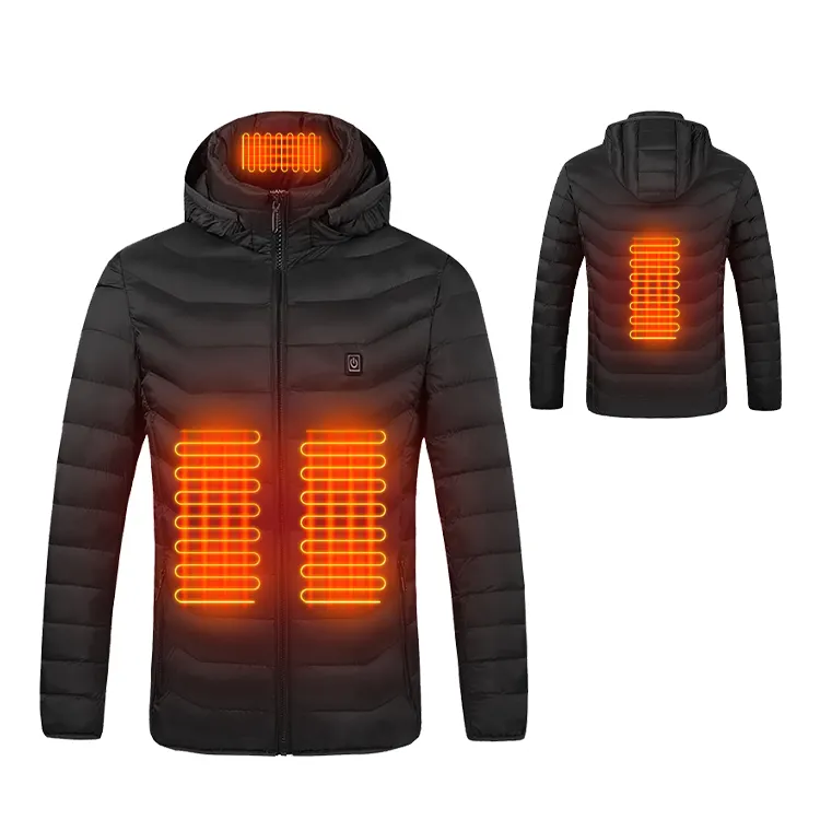 メンズ軽量暖房服冬用温度制御メンズジャケット用USB電気バッテリー加熱ジャケット在庫あり