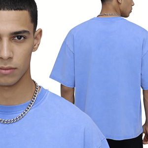 Camiseta con Logotipo Personalizado, Lavada con Ácido, Estilo Vintage, Corte Holgado, Algodón Grueso, Impresión Serigrafiada, Camiseta para Hombre con Efecto Lavado a la Piedra - Product Image 3