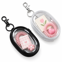 Étui de rangement ovale transparent avec fermeture éclair, pochette portable pour câbles avec crochet porte-clés pour chargeurs, écouteurs et accessoires – Vente en gros