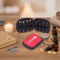 Pochette de voyage mini portable réutilisable en néoprène rouge avec fermeture éclair pour huiles essentielles et parfums d'urgence, motif lettres tendance