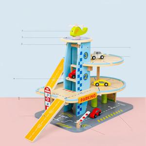 Simulación de <span class=keywords><strong>madera</strong></span> para niños, pequeño eje de elevación de doble capa, estacionamiento, transporte urbano, gasolinera, coche de juguete - Product Image 2