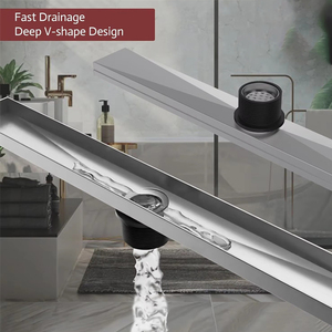 Sifone doccia lineare moderno KAIXIN da 12 pollici, 2-in-1 reversibile con griglia a incasso per piastrelle, in acciaio inossidabile 304 spazzolato, per vasca da bagno - Product Image 3