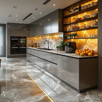 Fabricant professionnel d'armoires de cuisine modulaires personnalisées avec panneau en mélamine et évier pour la rénovation et la construction de nouvelles maisons