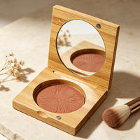 Palette de fards à paupières et blush monochromes en bambou naturel avec miroir intégré et fermeture magnétique – Vente en gros usine, taille personnalisée