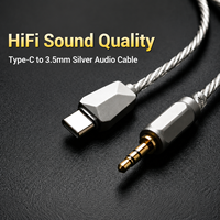 Cable de Audio USB-C a 3.5mm de Alta Fidelidad (Hi-Fi) DAC 32bit/384kHz, Cable Auxiliar de 4 Hilos Plateado para iPhone 16/Samsung, con Revestimiento de PVC