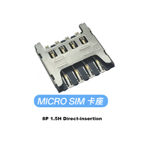 Micro-SIM-Kartensteckplatz 8-Pin 1,5mm Höhe Horizontaler SMD-Kartensockel-Anschluss für IoT-Geräte und Mobiltelefone