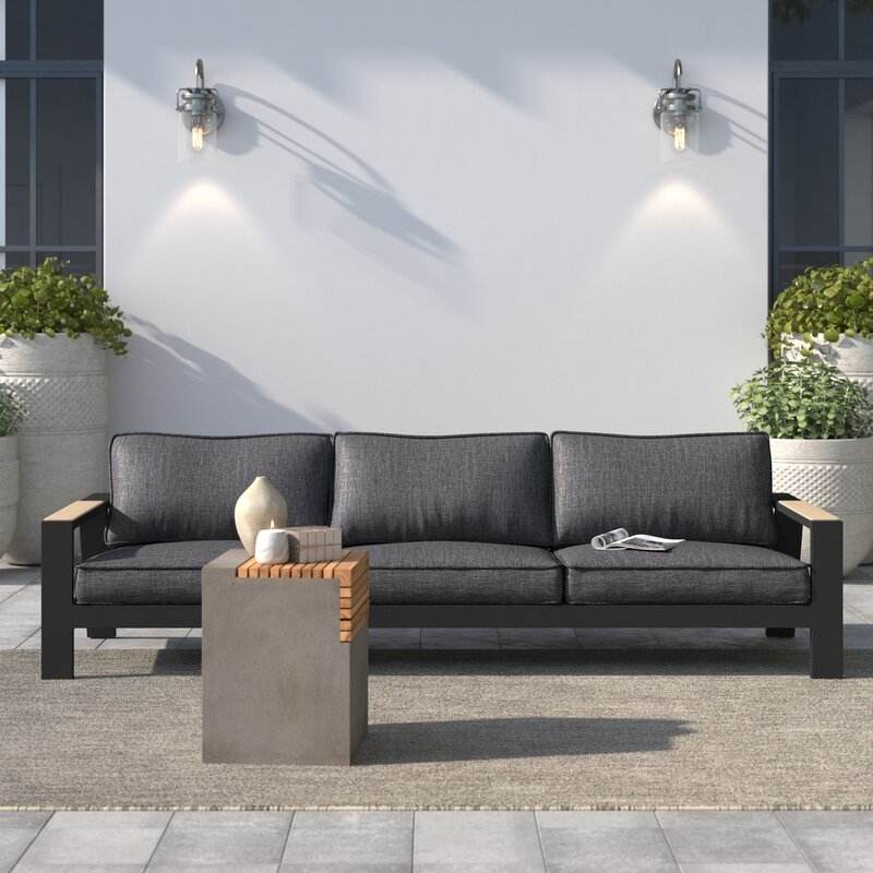 Wholesale outdoor furniture garden sofa aluminum patio three-seat sofa with cushion