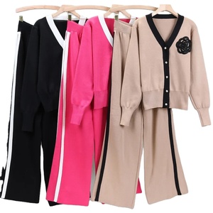 2025 nouveau lb automne hiver à manches longues Cardigan haut ample jambe large femmes pantalon deux pièces ensemble Fitness Sport porter femmes-acheter - Product Image 1