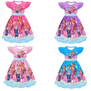 Nuovo Camicione con Maniche a Sbuffo per Bambine Linda Cross Border, Abito in Seta di Latte Crazy Animal City 2 - Product Image 1