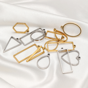 18k Vergoldete Edelstahl-Anhänger mit Hohlem Herz-, Quadrat-, Oval- und Rechteck-Design für Schmuckherstellung - Product Image 3