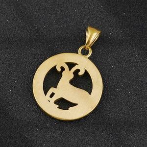 Joyería Religiosa, Serie Clásica, Moda Simple, Colgante de Oveja del Zodiaco, Chapado en Oro de 24K, Colgante de Acero Inoxidable, Aries - Product Image 4