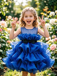 Nuovo Stile 2026 Abito Estivo da Principessa per Bambine in Tulle Lavorato all'Uncinetto, Design a Strati, Gonna Corta, Costume per Spettacoli - Product Image 3