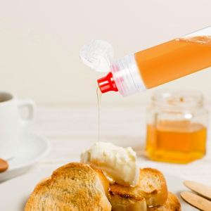 500g Squeeze Food Grade PET Honey <b>Sauce</b> Oil Bottle Leakproof Lid Hot Stamping Customized Take-away Jar Flat Shape OEM Available - Product Image 2