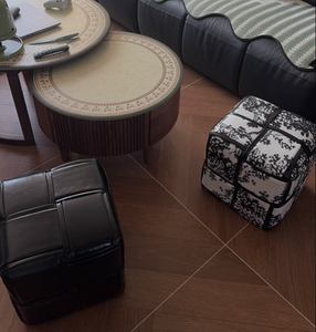 Pouf ottoman de luxe moderne en cuir tressé, banc <span class=keywords><strong>cube</strong></span> design, repose-pieds rembourré pour salon, chambre et mobilier d'hôtel - Product Image 5