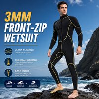 Combinaison de plongée intégrale en néoprène 3 mm pour homme, fermeture éclair frontale, manches longues, pour la plongée, la natation et le surf, fournisseur en gros